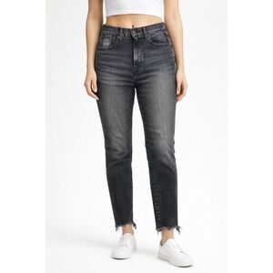 Moussy Vintage Black Skinny Jeans Raw Fray Hem Made in Japan Size 26 Denim